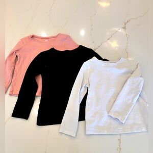 3 pack of girls plain long sleeve shirts, H&M, size 3/4T